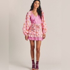 Loveshackfancy Pink Floral Printed High Waist Dress Size 4​