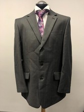 NEXT MACHINE WASHABLE SUIT JACKET/BLAZER WOOL BLEND IN GREY CHECK 44R EXC. COND.
