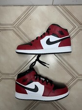 Nike Air Jordan 1 Mid Black White Gym Red Chicago 554725 069 Youth 6