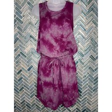 SUNDRY EVEREVE MAROON GRAY TIE DYE SLEEVELESS KNIT STRETCH TANK DRESS SMALL 1