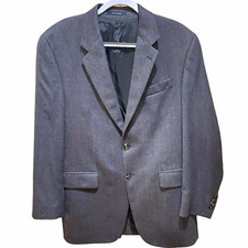 Chaps Ralph Lauren Sports Coat Suit Jacket Lambs Wool Made In Canada Gray Sz 40