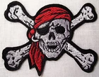 PATCH PATCH heat adhesive ** 9 x 7 cm ** PIRATE DEATH HEAD red headband