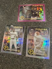 2024 Topps Chrome Baseball Pink Refractor Oneil Cruz & (2) Base Refract  Pirates