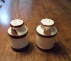 Vintage Milk Can Salt & Pepper Shakers - White with Brown — photo 5