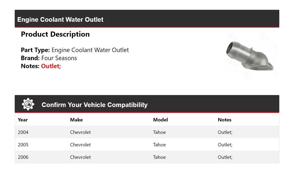 Salida de agua refrigerante motor Chevrolet Tahoe 2004-2006 4 estaciones 2005 Foto 2 de 4