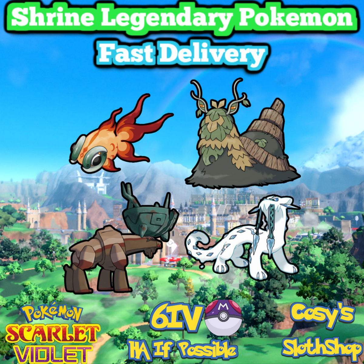 Pokemon Scarlet Violet 6IV Shrine Legendary Pokemon Bundle Plus