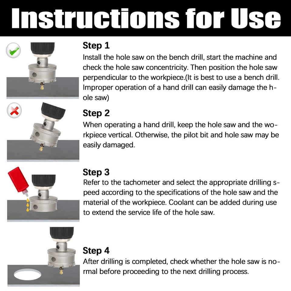 12mm-270mm TCT Carbide Tip Hole Saw Drill Bit Stainless Steel Metal Alloy Cutter - image 2 of 4