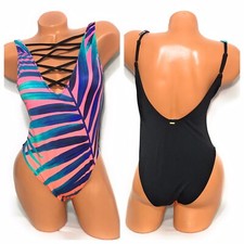 Victoria Secret Pink One Piece Swimsuit Multicolored Palm Floral Print Size M