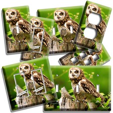 BEAUTIFUL WISE OWL GREEN FOREST LITTLE LIGHT SWITCH OUTLET WALL PLATE ROOM DECOR