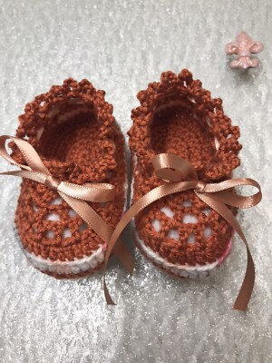 Baby Booties Crochet Newborn Socks Gift Booties 0 - 6 Month Color Harvest Rust