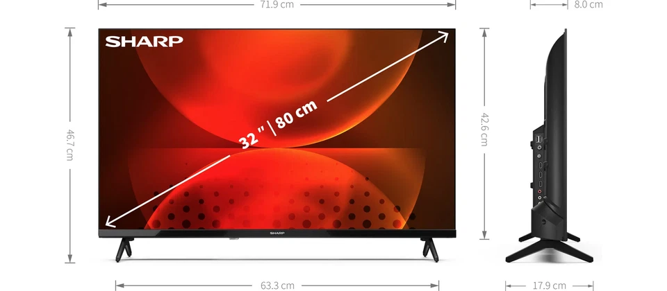 Sharp 32FH2EA Fernseher 81,3 cm (32') HD Smart-TV WLAN Schwarz - Bild 2 von 4