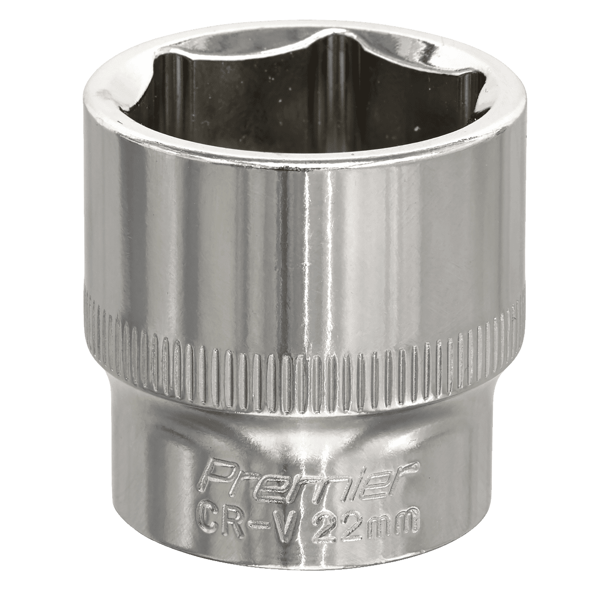 Sealey SP3822 Premier Fully Polished Socket 3/8""Sq Drive 22mm