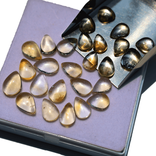 Lot 26 Pcs Natural Citrine Pear Cabochon 12mm-16mm Untreated Top Grade Gemstones - Picture 9 of 11