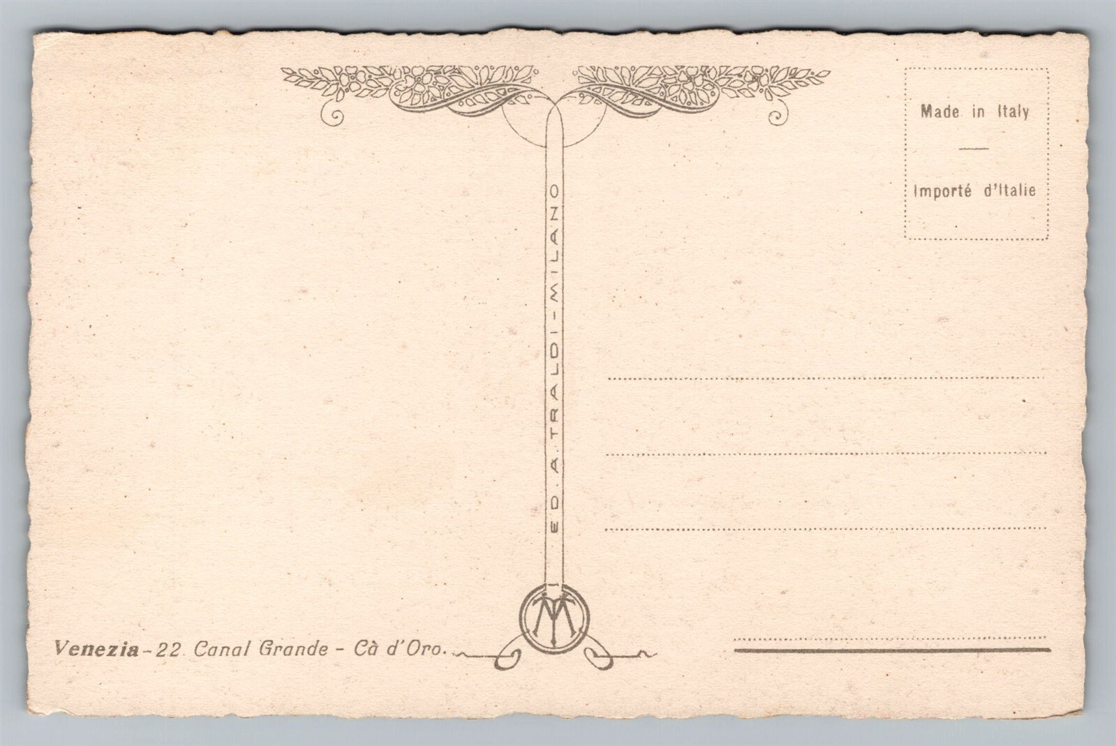 Venice Gondola on Grand Canal Grande Cà d'Oro Palazzo Santa Sofia Vtg Postcard