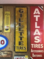 1930 Vintage Original Gillette Tires Metal Sign - 15 x 56 - Beautiful