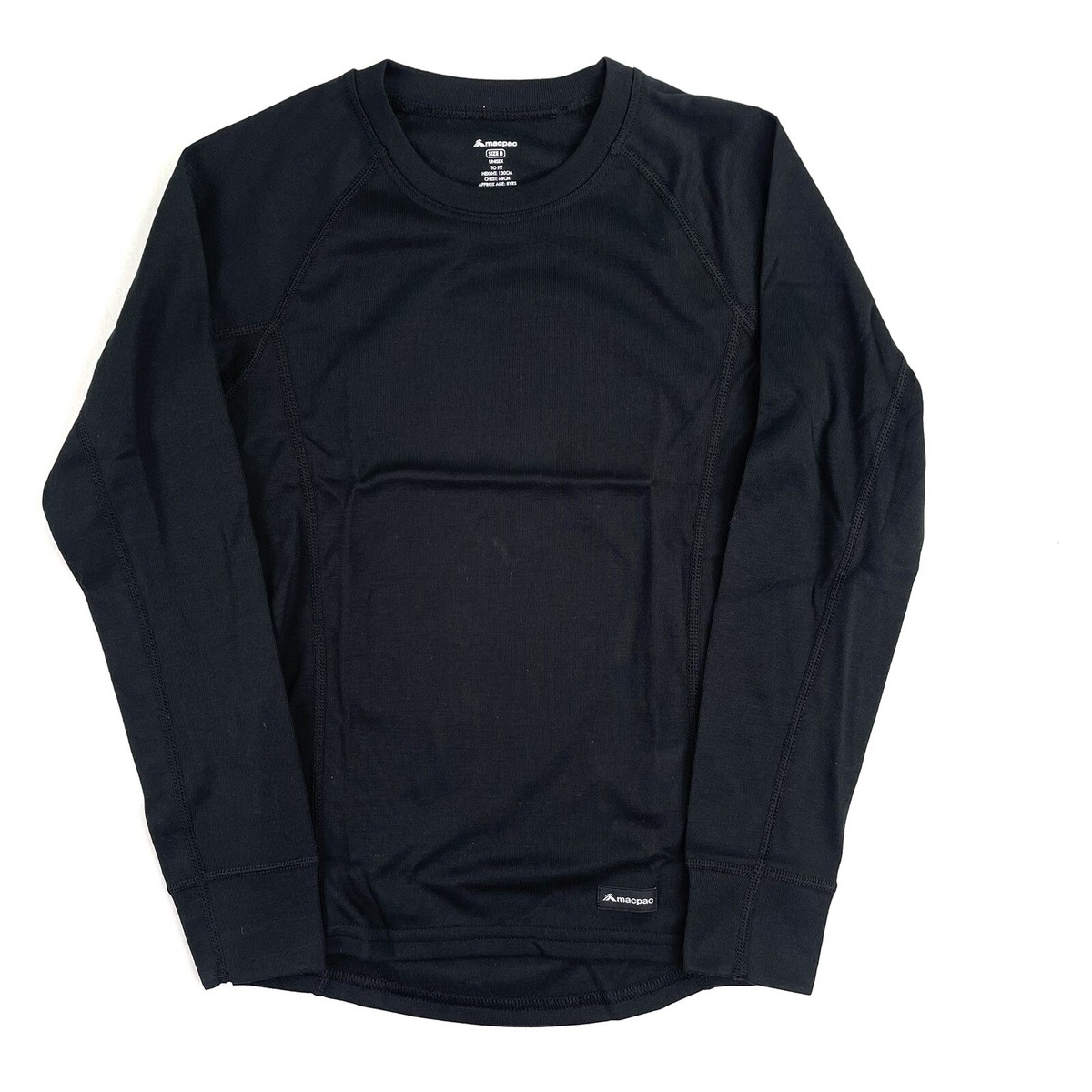 Macpac Kids Geothermal Base Layer Long Sleeve Black Size 8