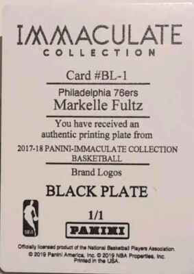 MARKELLE FULTZ 2017-18 Panini Immaculate Brand Logo RC PRINTING 