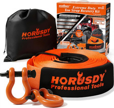 Nylon Heavy Duty Tow Strap Recovery Strap With Hooks 3 X 30ft - 32000 Lbs Brea