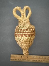 WOVEN RATTAN WICKER BEET SHAPE SHAKER MARACA RATTLE WITH BELL INSIDE