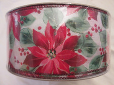 Member's Mark Premium Ribbon Wire Edged 2.5" Width 50 yds Christmas Poinsettias