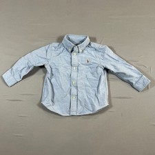 Ralph Lauren Shirt Kids 24M Blue Cotton Embroidered Logo Long Sleeve Button Down