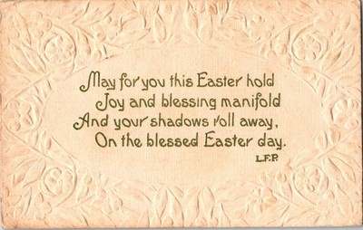 Vintage Embossed Easter Postcard 1913 Floral Design L.F.P. Poem