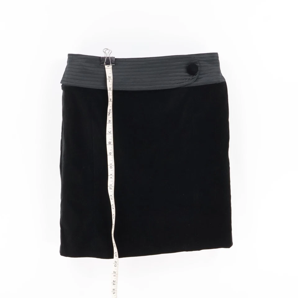 Falda Corta Recta Behnaz Sarafpour Juniors Talla 7 Negra Mezcla de Algodón Foto 3 de 4