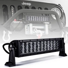 For JEEP Bumper 12" 10D 4Row LED Work Light Bar Combo Driving Fog Lamp Off Road