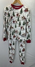 Pottery Barn Kids Santa Pajama Set Unisex Sz L Youth Reindeer Christmas Organic