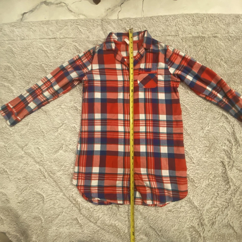 Xhilaration CAMISA DE DORMIR Mujer Franela Vestido Largo XS Rojo Cuadros Botón Delantero Foto 3 de 4