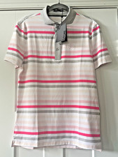 G/Fore G4 NWT Men's Small Polo Shirt White Pink Stripe Cameo G4MS23K001B NWT 120