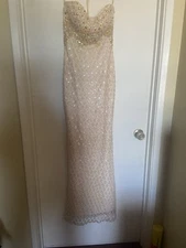 A speed Dress, Champagne Color, Heat Shape Top, Strapless, bit it corset, XS