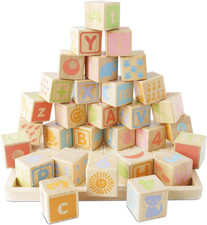 - PL21 - Gioco Educativo Cubi in Legno per Bambini a Partire Da 1 Anno, Cubi Alf