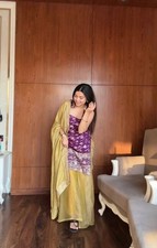 Function Wear Jacquard Purple Top Palazzo With Dupatta For Women  Girls