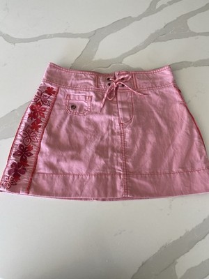 Y2K GAP Kids Girls Pink Floral Embroidered surf beach board Mini summer Skirt