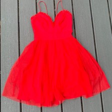 Red tulle ruffle mini dress babydoll, ASOS balletcore cocktail dress