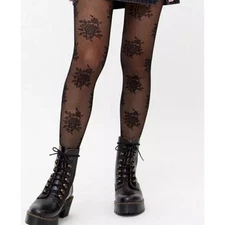 Urban Outfitters Becca Lace Tights Floral Pattern Sheer Black Medium/Large