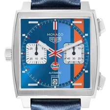 Tag Heuer Monaco Gulf 2018 Chronograph Steel Mens Watch CAW211R Box Card