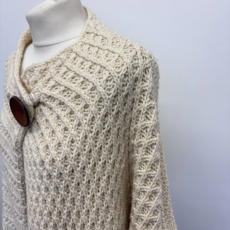 Кардиган Nicole Farhi один размер кремовый тяжелая вязка нейтральный осень зима 100% шерсть - Изображение 4 из 4