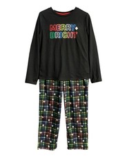 Cat  Jack Girls "Merry Bright" Plaid Star Kids Long Sleeves Pajama Set Small