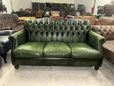 Thomas Lloyd Chesterfield Green Real Leather Three Seater Sofa