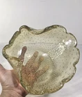 Vintage MCM Gold Infused Archimede Seguso Murano Glass Large Scallop Sea Shell