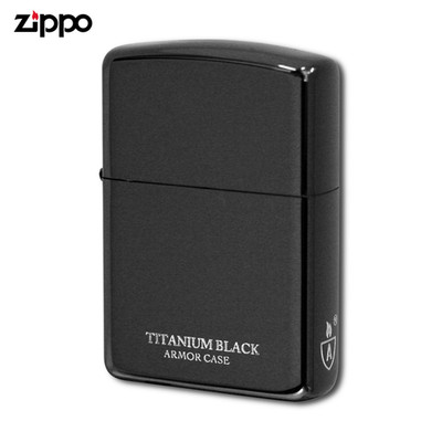 Zippo Armor Titanium Black Lighter 16-BKTT   Black Titanium Coated Armor Case Wi
