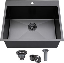 18X18 Inch Drop in Black Bar Sink, 18 Inch Gunmetal Black Small Kitchen Sink, St