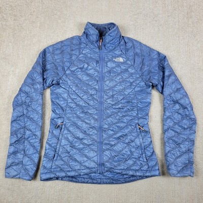 The North Face Puffer Jacket Women S Blue Full Zip Quilted Thermoball Hiking