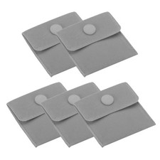 5Pcs 7x7cm Jewelry Pouches with Snap Button Soft Storage Light Grey
