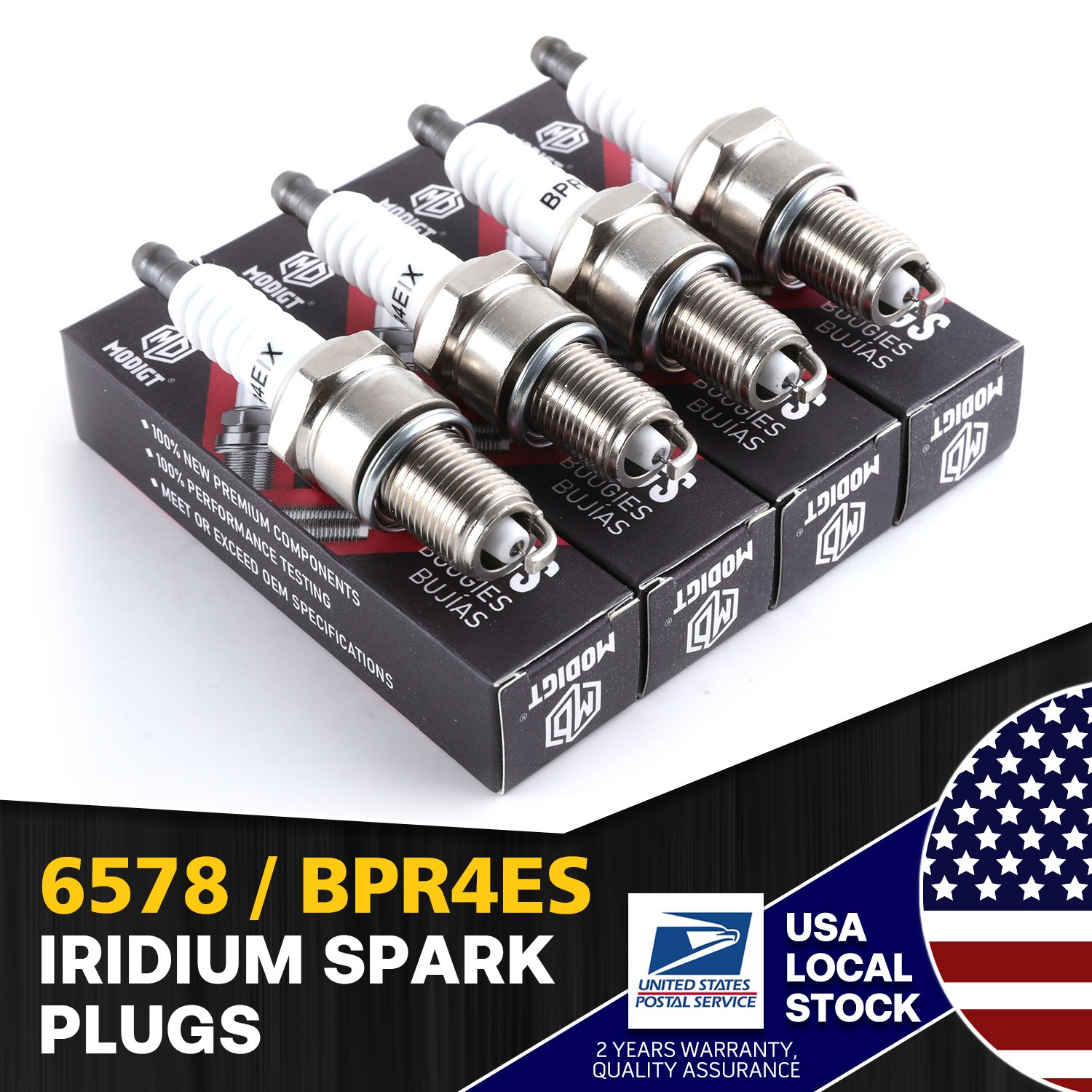 Premium 4 Pcs Replacement For NGK 6578 BPR4ES Iridium Spark Plugs New MGT