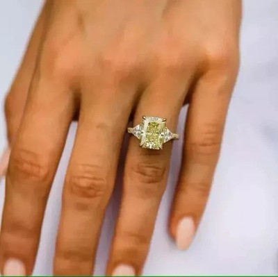 2,50 kt kanariengelb Lab Created Verlobungsring Ehering 14 K vergoldet Silber