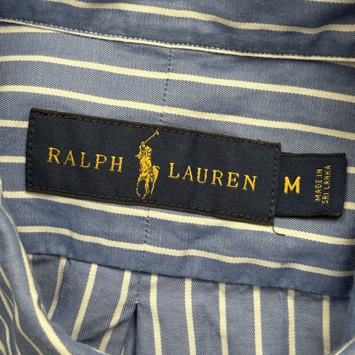 Ralph Lauren Men’s Size Medium Blue White Striped Button-Down Dress Shirt - Picture 4 of 10