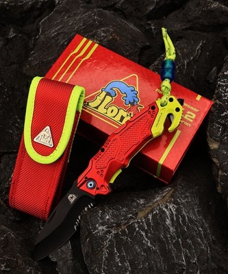 Flori Feuerflo Feuerwehr Rettungsmesser für Jugendliche ab 12 Jahren Nylonetui